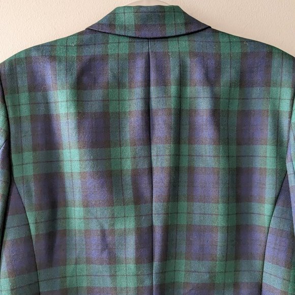 Pendleton Wool Navy/Green Plaid Longline Blazer - Picture 6 of 8